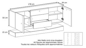 Sideboard City mit Beleuchtung Eiche Sägerau Dekor - Weiß