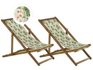 Chaise longue ANZIO Vert - Chêne clair - Rose foncé - Blanc