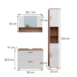 Mobilier de salle de bains Irma Marron - Blanc - Bois manufacturé - 80 x 58 x 41 cm