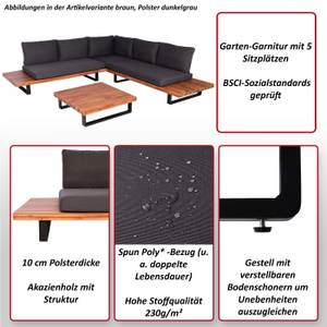 Garten-Garnitur H54 (2-teilig) Schwarz - Braun - Grau - Metall - Holzart/Dekor - Holz teilmassiv - 255 x 75 x 255 cm