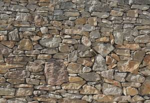 Fototapete Stone Wall 610999 Grau - Naturfaser - Textil - 368 x 254 x 254 cm