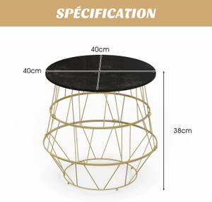 Table d’Appoint JV10743GD Doré - Bois manufacturé - 40 x 38 x 40 cm