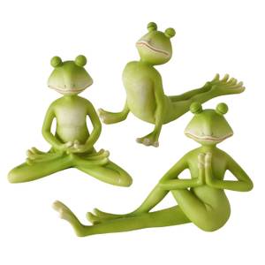 3er Set Froschfiguren in Yoga Haltungen Grün - Kunststoff - 20 x 13 x 9 cm