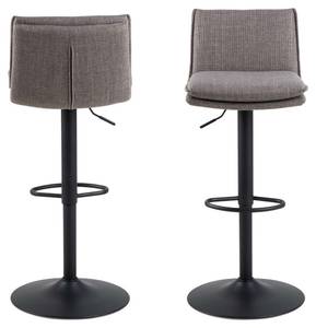 Flynn tabouret de bar marron. lot de 2 Tissu / Fer - Gris-brun / Noir