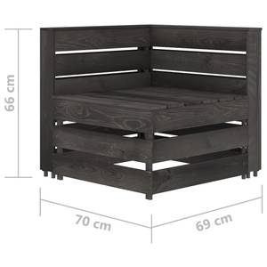 Garten-Lounge-Set Grau - Massivholz - Holzart/Dekor - 70 x 66 x 69 cm