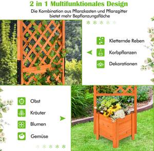 Blumenkasten mit Rankgitter Orange - Massivholz - 52 x 180 x 55 cm