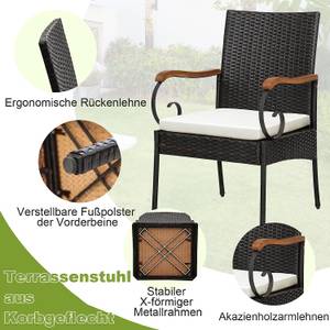 Gartenstuhl Polyrattan (2er Set) Braun - Rattan - 55 x 89 x 60 cm