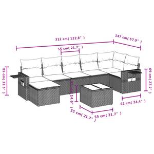 Gartensitzgruppe K1887(8-tlg) Schwarz - Massivholz - 69 x 62 x 62 cm