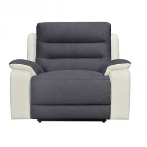 Fauteuil relax électrique gris blanc Gris - Cuir synthétique - 97 x 98 x 97 cm