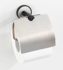 Toilettenpapierhalter UNDINE, mit Deckel Silber - Metall - 15 x 13 x 7 cm