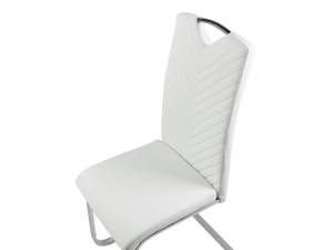 Chaise de salle à manger PICKNES Argenté - Blanc - Cuir synthétique - 43 x 105 x 55 cm