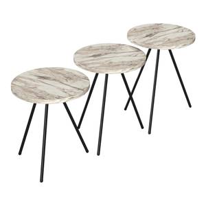 Set de 3 tables d'appoint Ølgod rondes Imitation marbre blanc