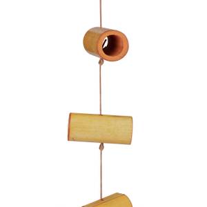 Carillon à vent bambou moulin Noir - Marron - Argenté - Bambou - Fibres naturelles - Textile - 12 x 71 x 12 cm