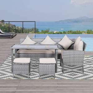 Gartenmöbel Set (5-tlg.) 860-093CW Grau - Weiß - Polyrattan - 60 x 75 x 142 cm