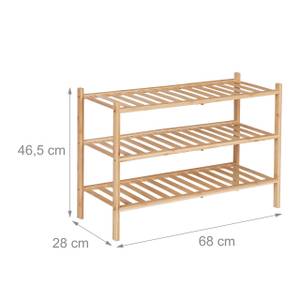 Bambus Schuhregal 3 Etagen stapelbar Braun - Bambus - 68 x 47 x 28 cm