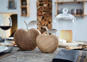 Apfel Mangoholz Set 2tlg. Braun - Holz teilmassiv - 18 x 20 x 2 cm