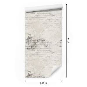 Papier Peint ancienne vieille brique Gris - Blanc - Papier - 53 x 1000 x 1000 cm