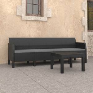 Garten-Lounge-Set Grau - Kunststoff - Polyrattan - 58 x 41 x 58 cm