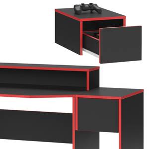 Computertisch Kron Schwarz/Rot Set 2 Tiefe: 60 cm