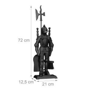 Serviteur cheminée fonte de fer 4 pièces Noir - Métal - 21 x 72 x 13 cm