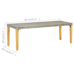 Banc de jardin 299539 Gris - Polyrotin - Bois/Imitation - 80 x 40 x 40 cm