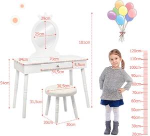 Coiffeuses enfant TI87140 Blanc - Bois manufacturé - 34 x 100 x 70 cm