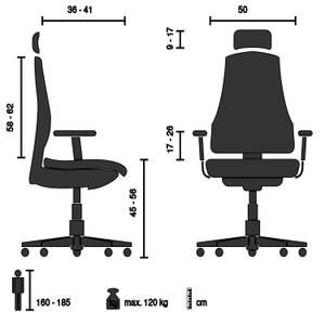 Luxus Chefsessel Schwarz - Echtleder - 76 x 119 x 64 cm