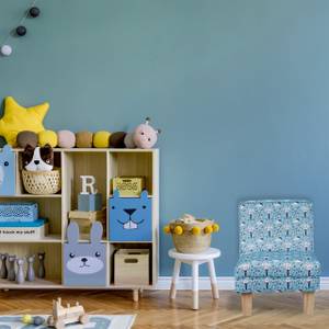 Fauteuil enfant motifs éléphants Bleu - Marron - Blanc - Bois manufacturé - Matière plastique - Textile - 45 x 60 x 52 cm