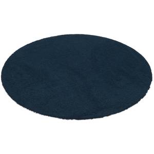 Luxus  ShaggyTeppich Velvet Rund Blau - Nachtblau - 100 x 100 cm