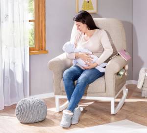 Chaise à bascule Anne Beige - Fibres naturelles - 85 x 104 x 81 cm