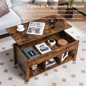 Table Basse Relevable JV10649 Marron - Bois manufacturé - 52 x 49 x 105 cm