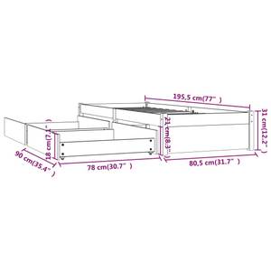 Bettgestell 3013833 Braun - Holz - 81 x 196 cm