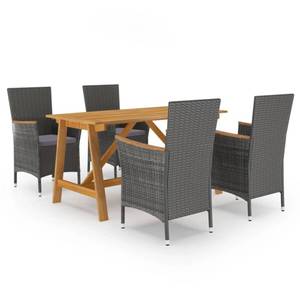 Salle à manger (lot de 5) 3068740 Gris - Bois massif - Bois/Imitation - 70 x 74 x 140 cm