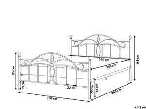 Lit double ANTLIA Blanc - Largeur : 148 cm