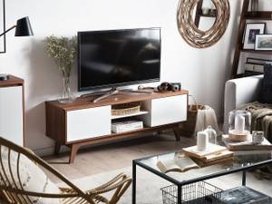 Meuble TV ROCHESTER Marron - Blanc - Bois manufacturé - 142 x 53 x 40 cm