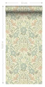 Tapete Blumen und Vögel im Jugendstil 73 Multicolor - 53 x 1005 x 1005 cm