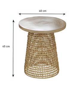 Sofaecke mit Bambusplatte Beige - Rattan - 40 x 45 x 40 cm