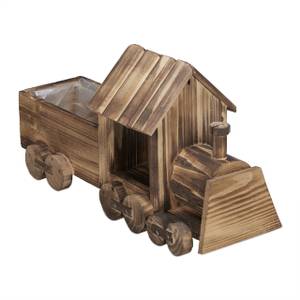 Pot de fleurs train pour plantation Marron - Bois manufacturé - Matière plastique - 38 x 21 x 13 cm