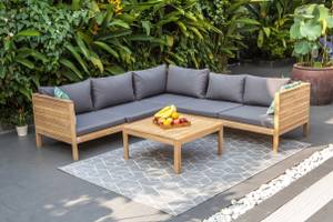 Salon de jardin HAO Gris - Bois massif - Bois/Imitation - 77 x 64 x 149 cm