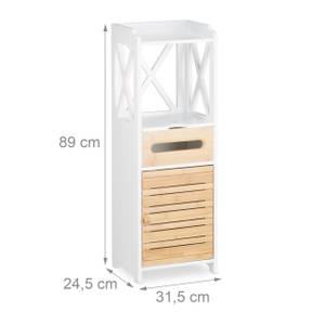 Petite armoire étagère 5 niveaux Marron - Blanc - Bambou - Bois manufacturé - 32 x 89 x 25 cm