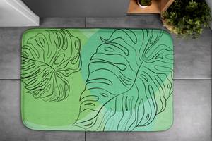 Badteppich Monstera-Blätter Grün - Textil - 75 x 45 x 75 cm