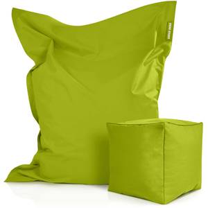 2er Set XXL Sitzsack 140x180cm + Pouf Neongrün