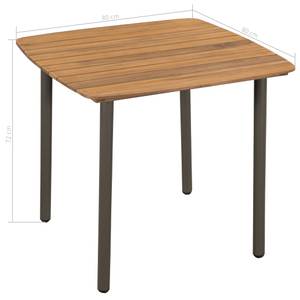 Table et chaise de jardin Marron - Métal - Bois massif - 80 x 72 x 80 cm