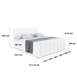 Boxspringbett MOETI-Z Hochglanz Weiß - Breite: 200 cm - H4