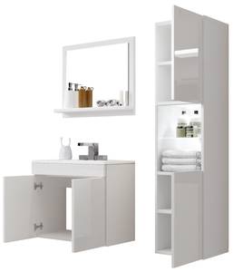 FURNIX salle de bain Artezia I + LED Blanc - Bois manufacturé - 90 x 130 x 46 cm