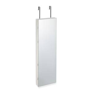 Schmuckschrank mit LED Schwarz - Silber - Weiß - Holzwerkstoff - Glas - Textil - 37 x 120 x 10 cm
