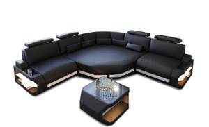 Ledersofa Asti Mini Schwarz - Weiß