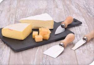 Käsebrett, 3 Messer enthalten Grau - Stein - 17 x 1 x 30 cm
