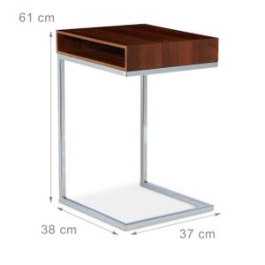 Table basse console appoint Marron - Argenté - Bois manufacturé - Métal - 37 x 61 x 38 cm