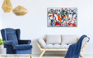 Acrylbild handgemalt Kosmopoliten Massivholz - Textil - 90 x 60 x 4 cm
